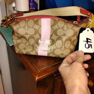 Coach Tan and Pink Wristlet